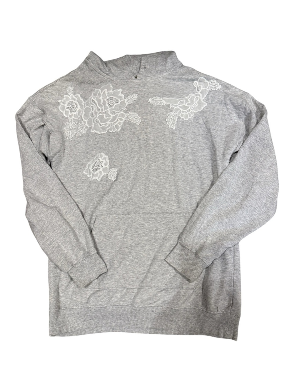 Betsey Johnson Gray Sweatshirt with White Floral Embroidery